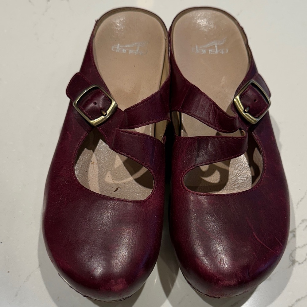 Dansko Women's Burgundy Leather Mules